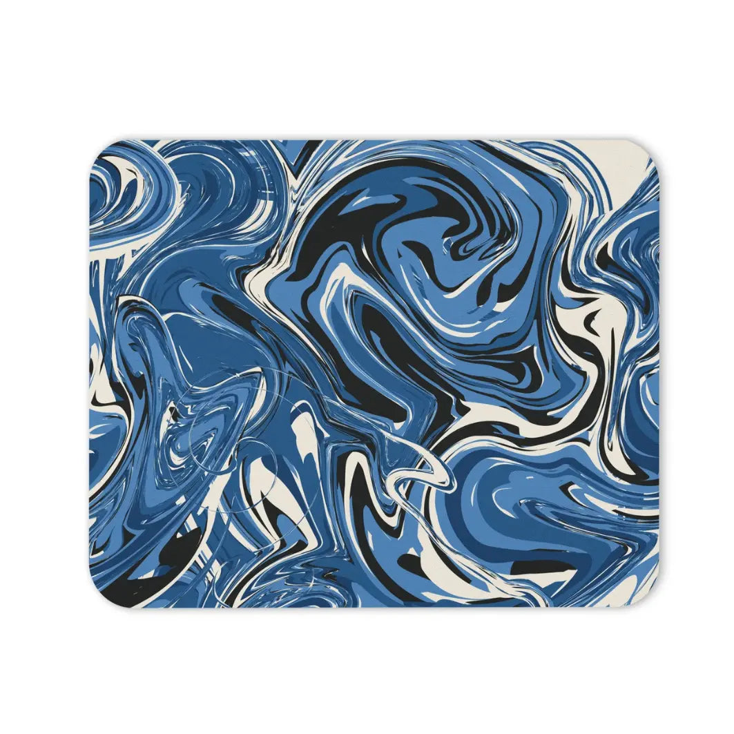 Mouse pad Blue, Black, and White Paint Swirls Printful