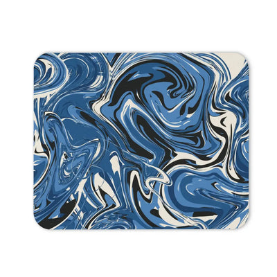 Mouse pad Blue, Black, and White Paint Swirls Printful