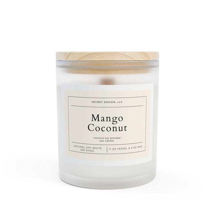 Soy Candle Mango Coconut Frosted Glass - Secret Design, LLC Printify