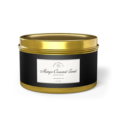 Soy Candle Mango Coconut Scented Elegant Tin - Secret Design, LLC Printify