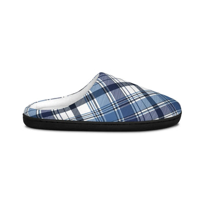 Slippers Blue Plaid Men's Indoor Slippers Printify
