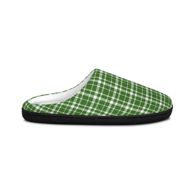Slippers Green Plaid Men's Indoor Slippers Printify