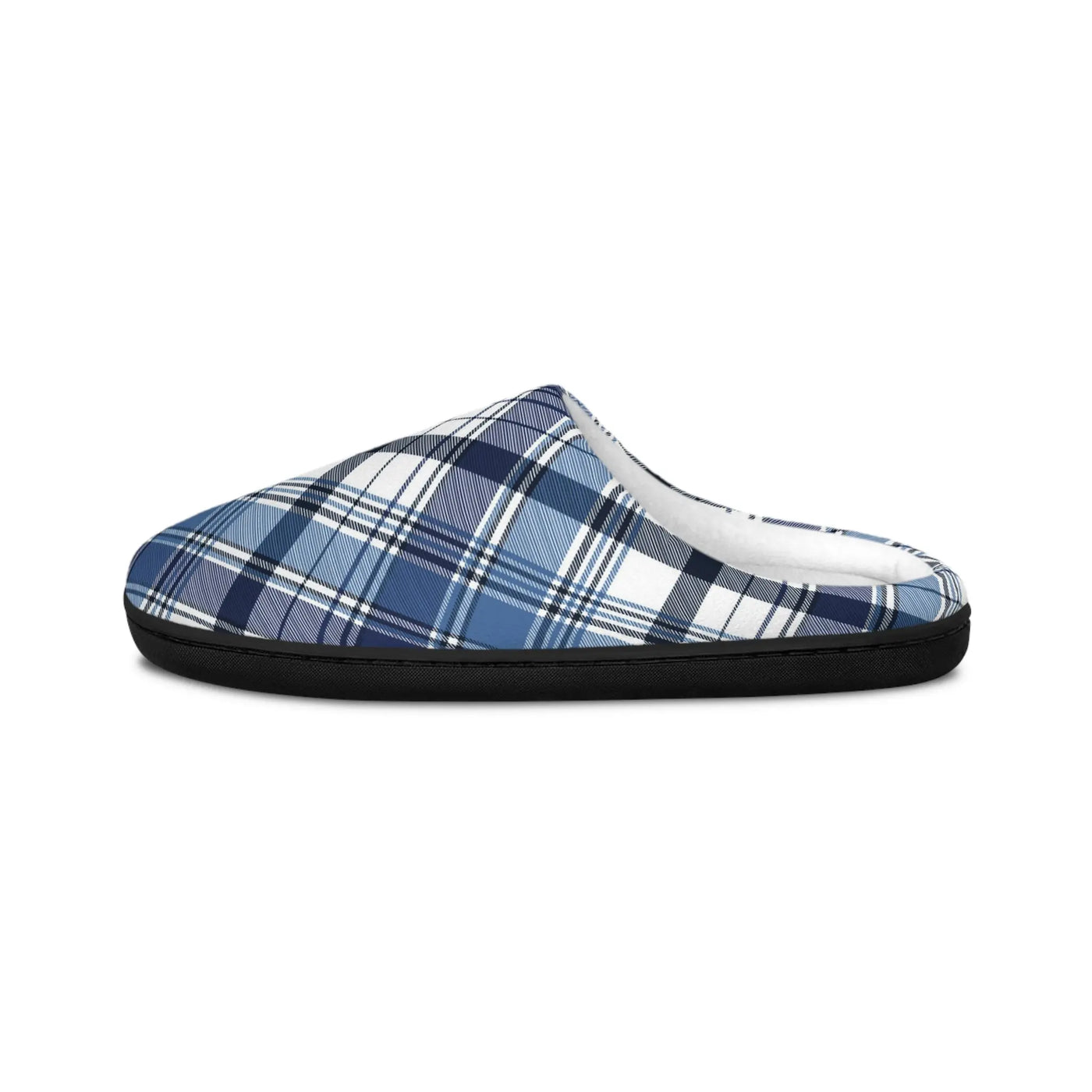 Slippers Blue Plaid Men's Indoor Slippers Printify