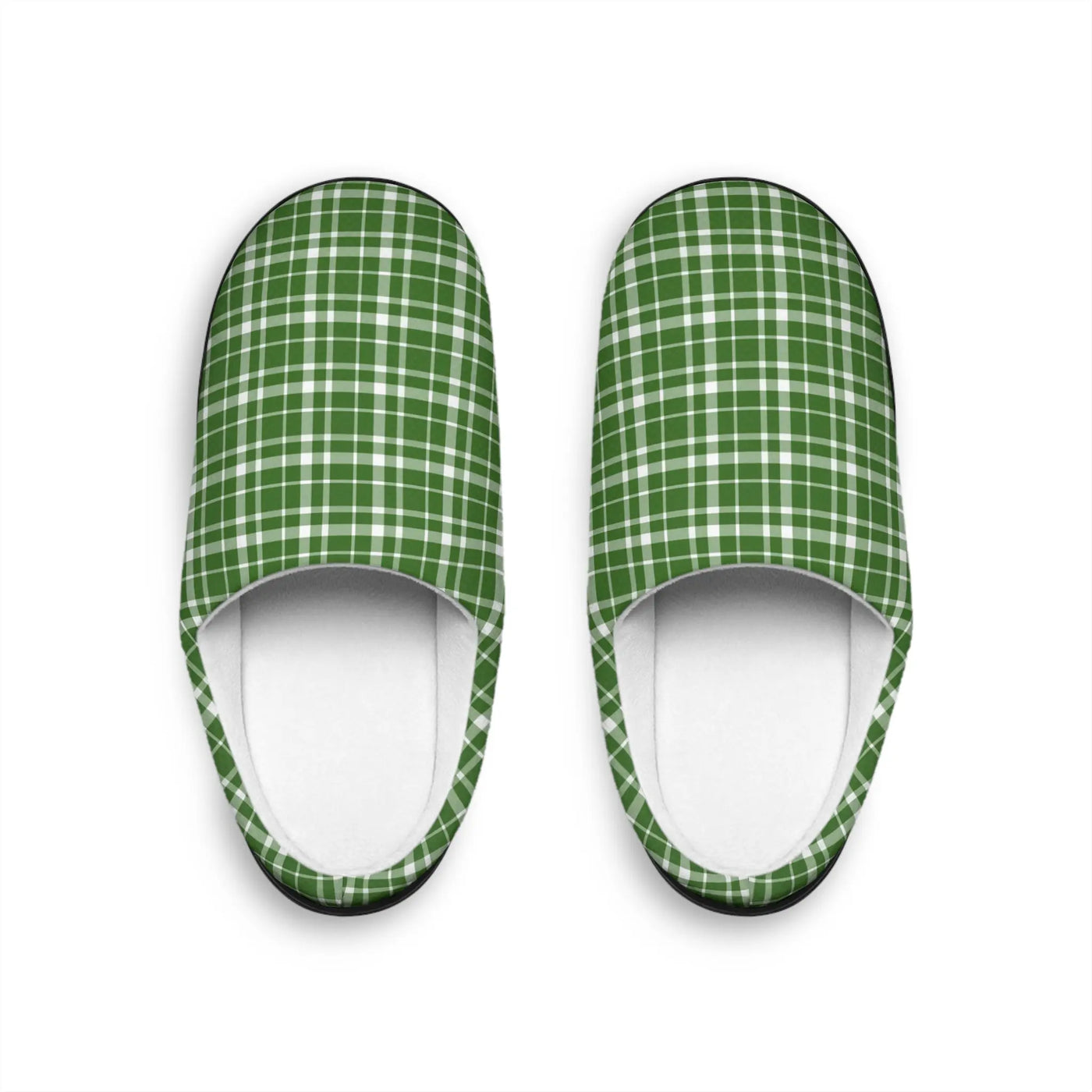 Slippers Green Plaid Men's Indoor Slippers Printify