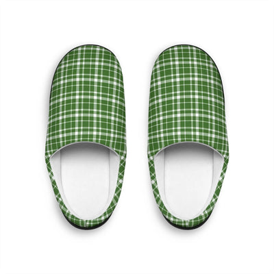 Slippers Green Plaid Men's Indoor Slippers Printify