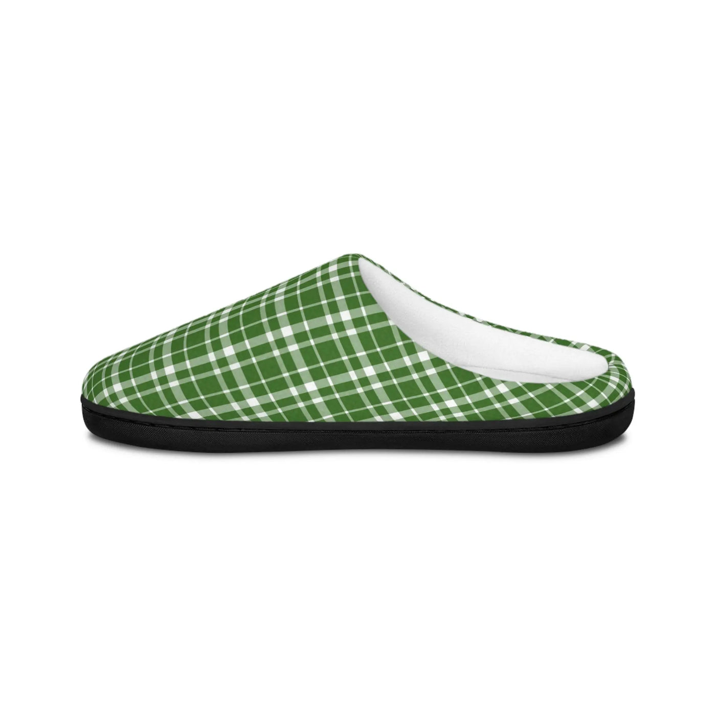 Slippers Green Plaid Men's Indoor Slippers Printify
