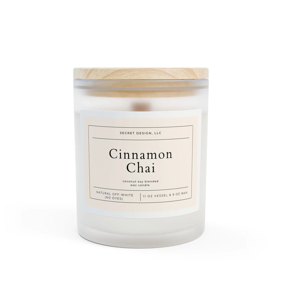 Soy Candle Cinnamon Chai Frosted Glass - Secret Design, LLC Printify