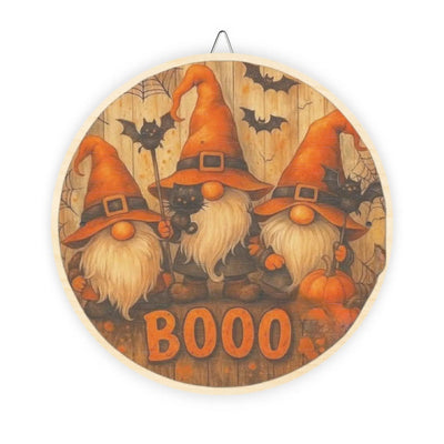 Wood Signs - Halloween Gnomes Circular Wooden Sign - Secret Design, LLC 