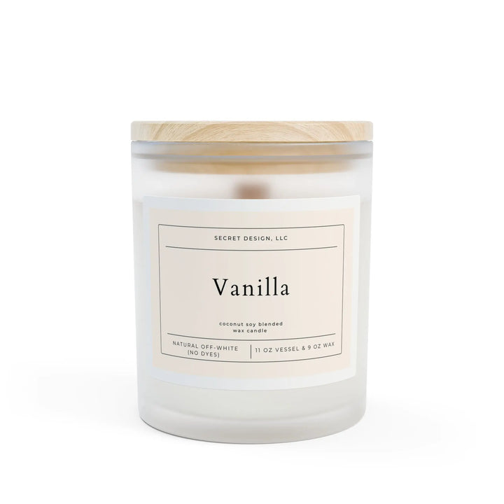 Soy Candle Vanilla Frosted Glass - Secret Design, LLC Printify