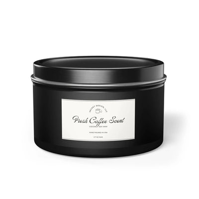 Soy Candle Fresh Coffee Scented Elegant Tin - Secret Design, LLC Printify