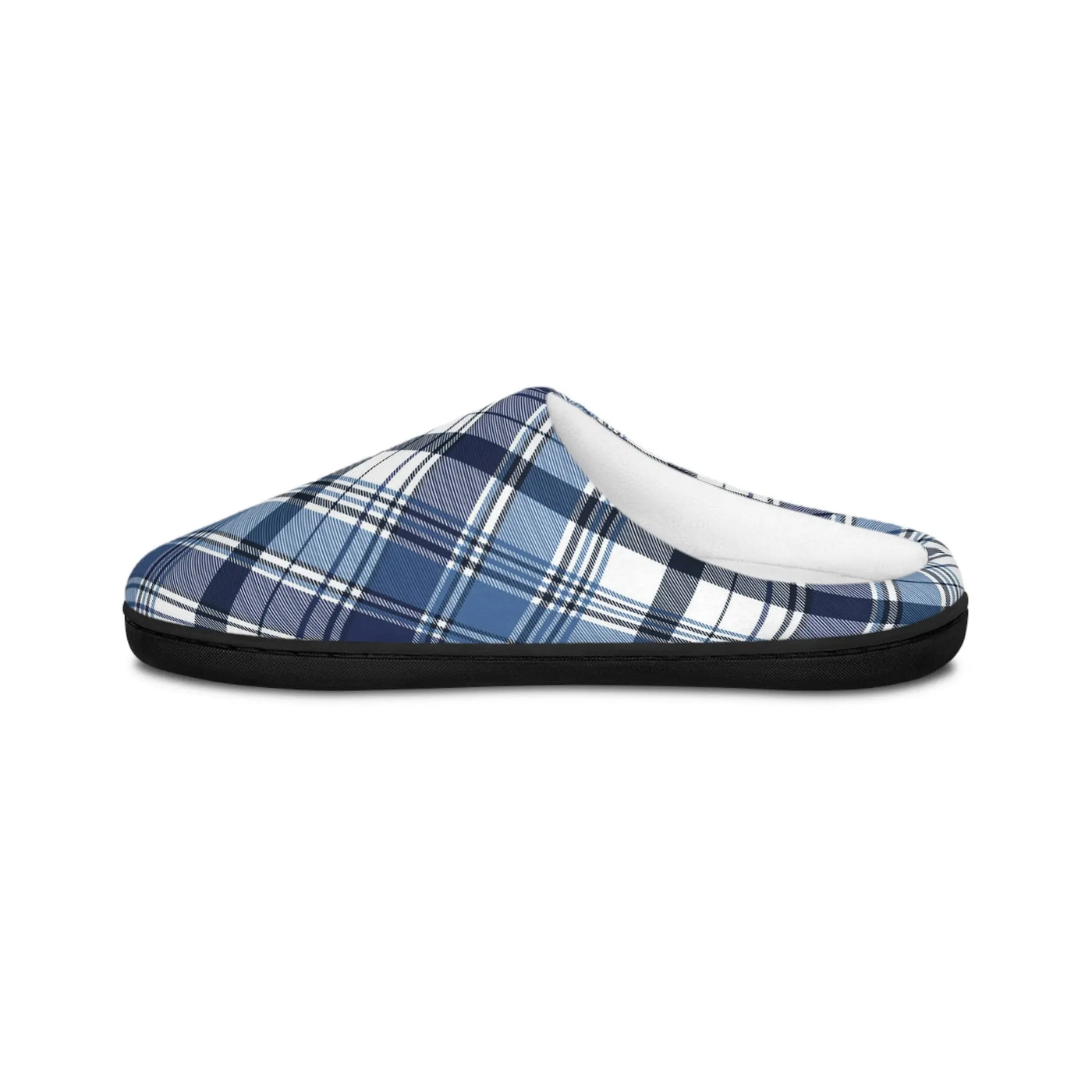 Slippers Blue Plaid Men's Indoor Slippers Printify