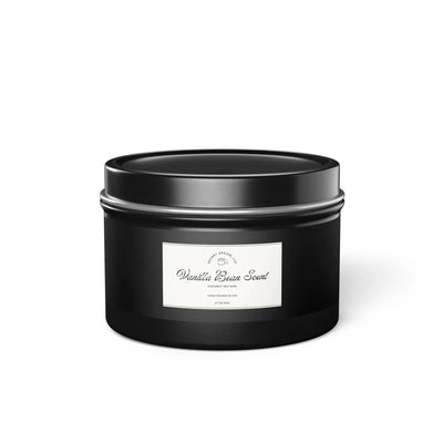 Soy Candle Vanilla Bean Scented Elegant Tin - Secret Design, LLC Printify