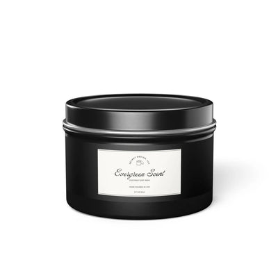 Soy Candle Evergreen Scented Elegant Tin - Secret Design, LLC Printify