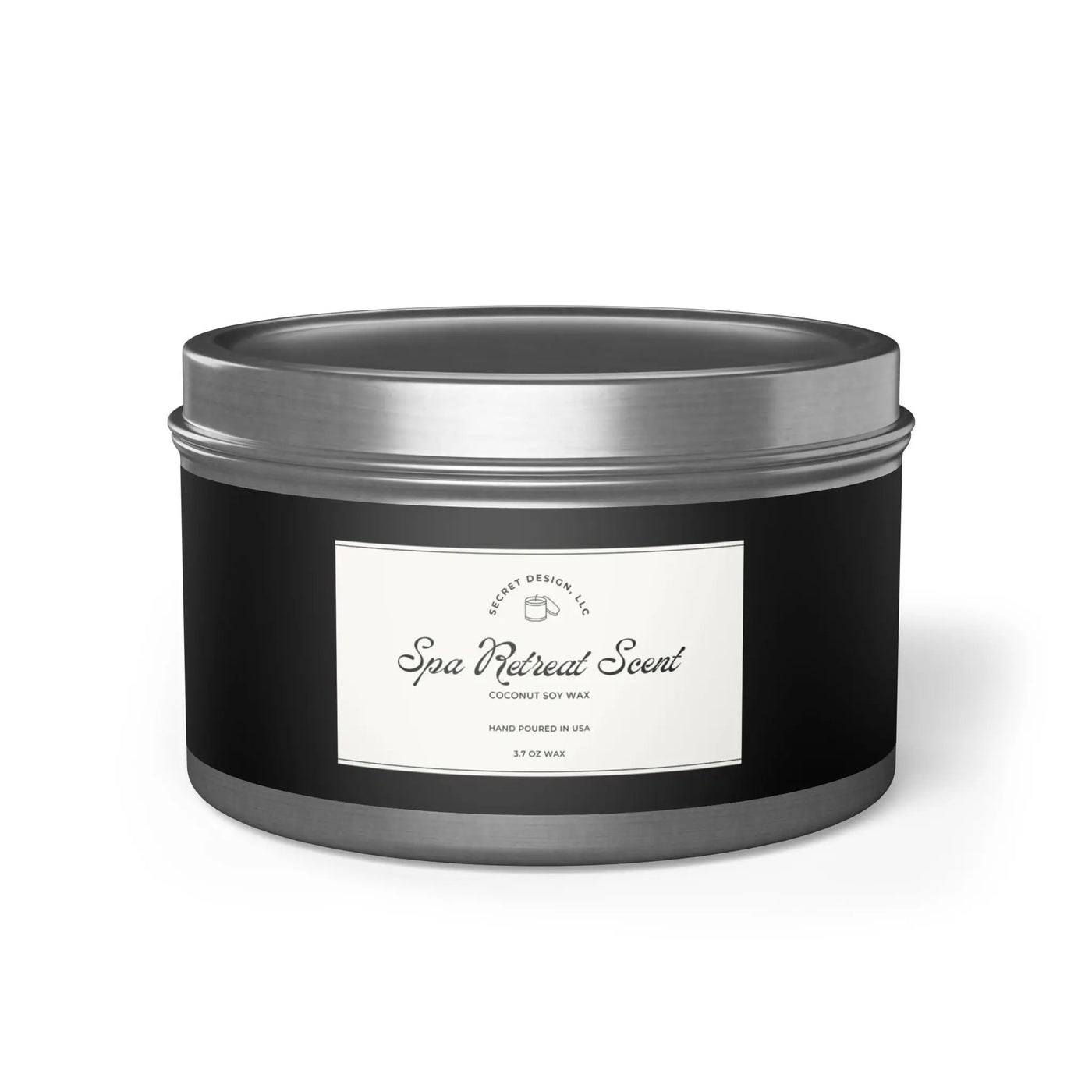 Soy Candle Spa Retreat Scented Elegant Tin - Secret Design, LLC Printify
