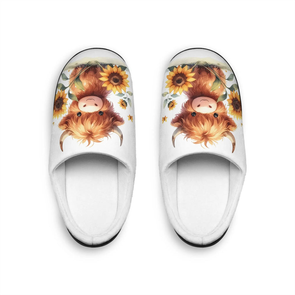 Slippers Women's Cute Highland Cow Indoor Slippers Printify