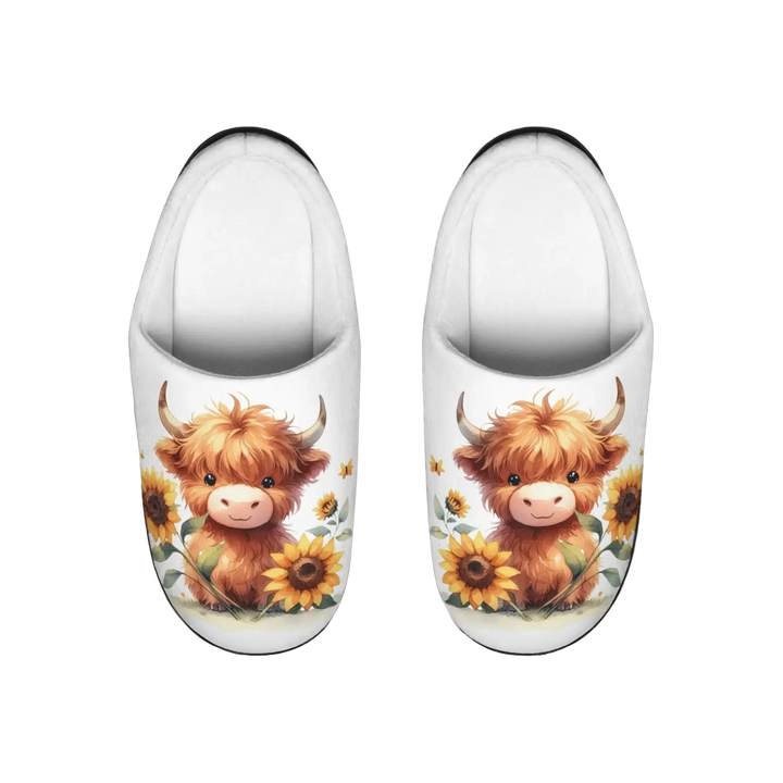 Slippers Women's Cute Highland Cow Indoor Slippers Printify
