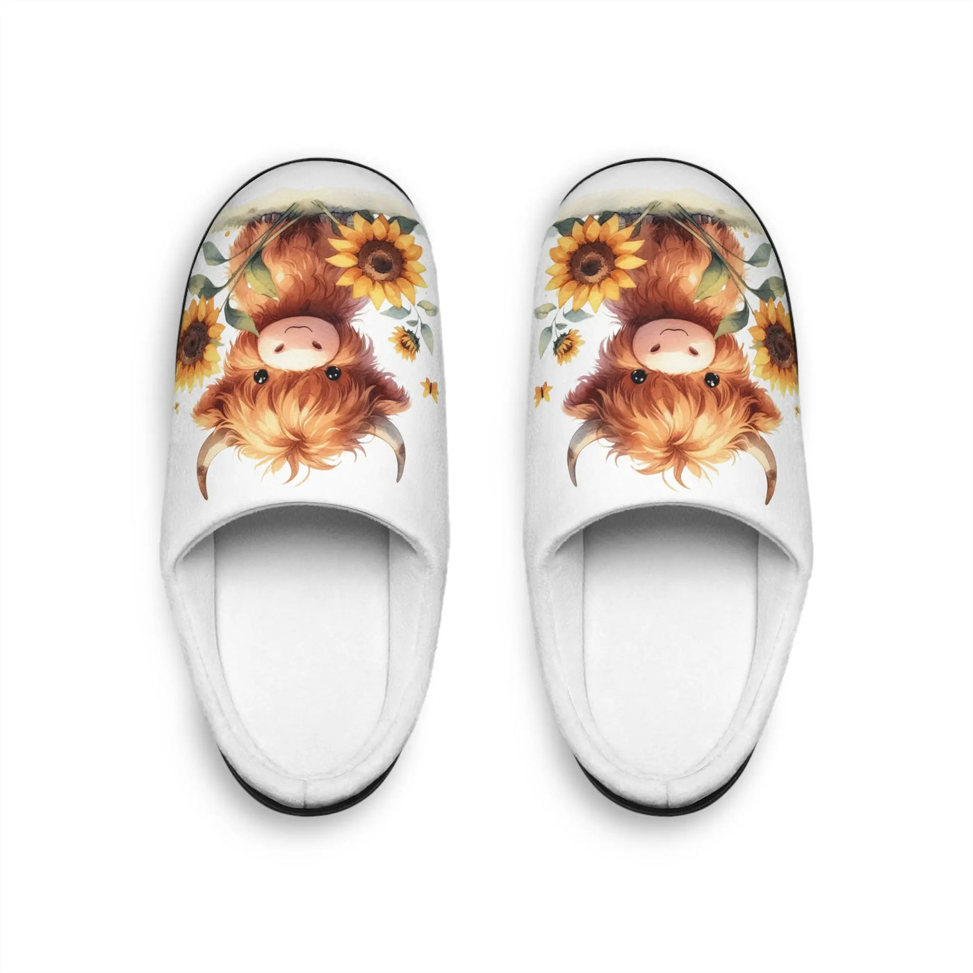 Slippers Women's Cute Highland Cow Indoor Slippers Printify