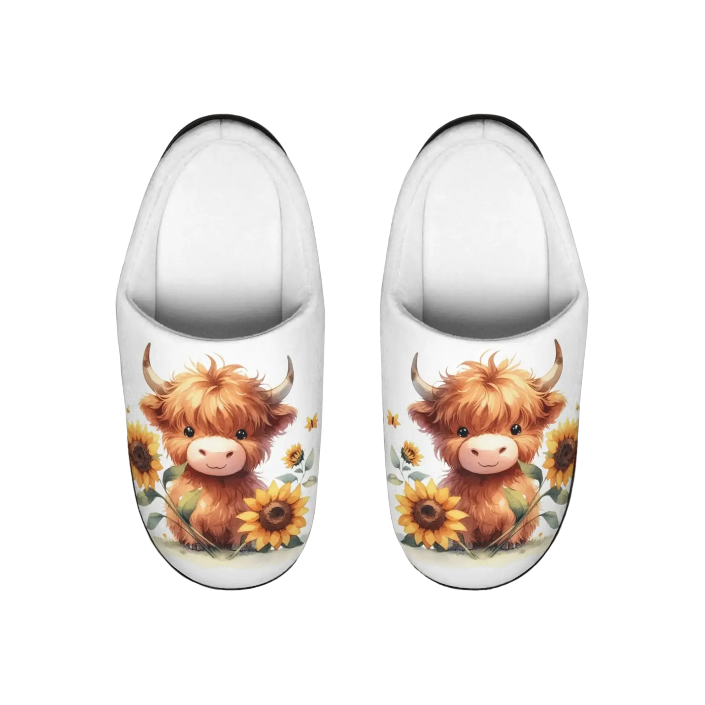 Slippers Women's Cute Highland Cow Indoor Slippers Printify