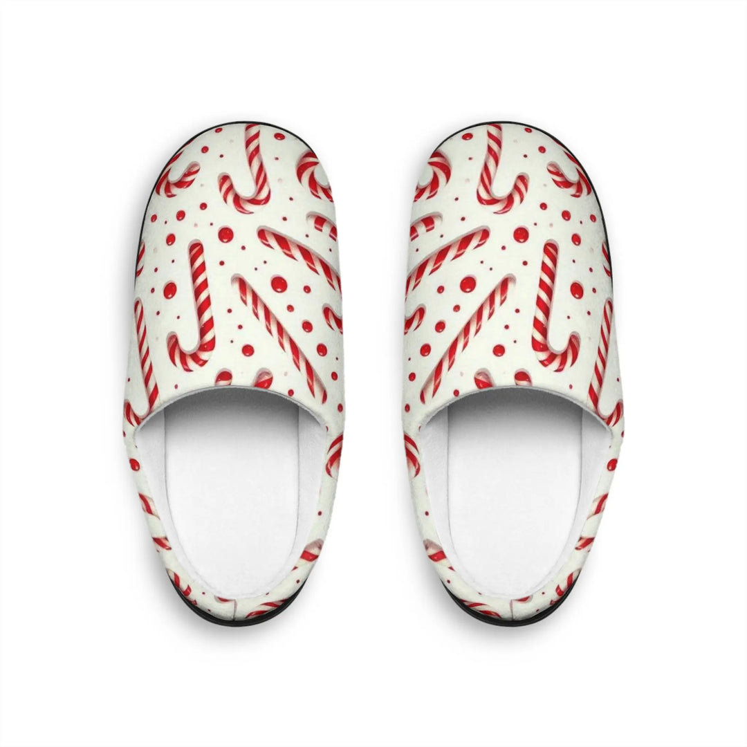 Candy Cane Women’s Slippers | Cozy Holiday Footwear – Secret Design, LLC - Secret Design, LLC
