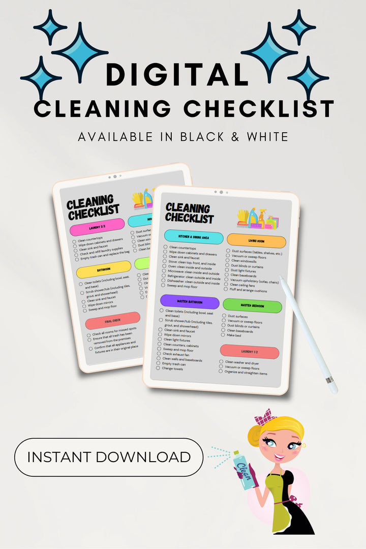 Digital/Printable Cleaning Checklist Secret Design, LLC