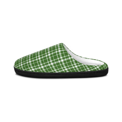Slippers Green Plaid Men's Indoor Slippers Printify