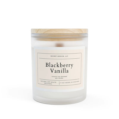Soy Candle Blackberry Vanilla Frosted Glass - Secret Design, LLC Printify