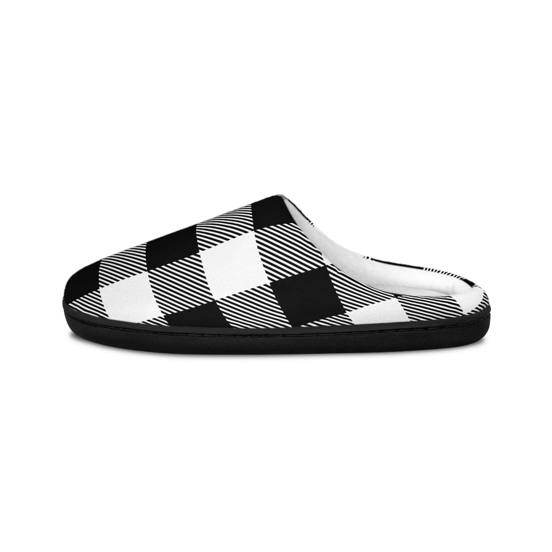 Slippers Blake and White Plaid Men's Slippers Printify