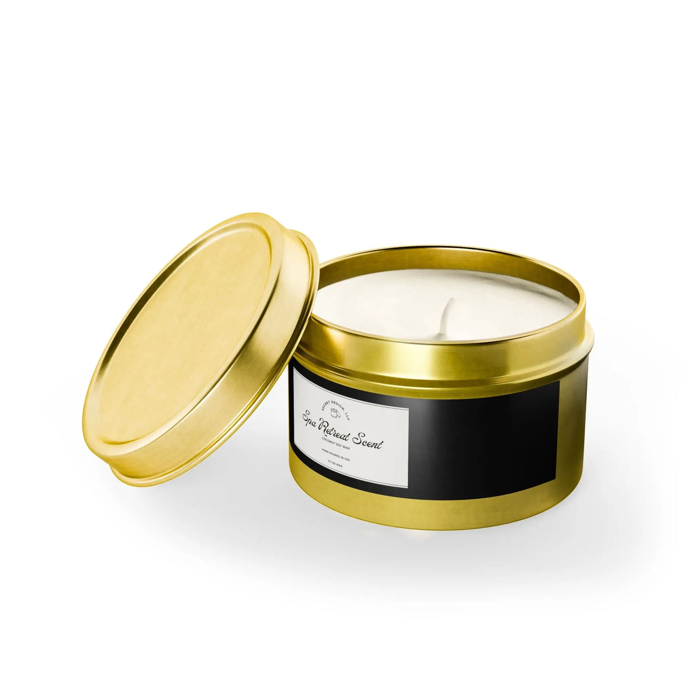 Soy Candle Spa Retreat Scented Elegant Tin - Secret Design, LLC Printify