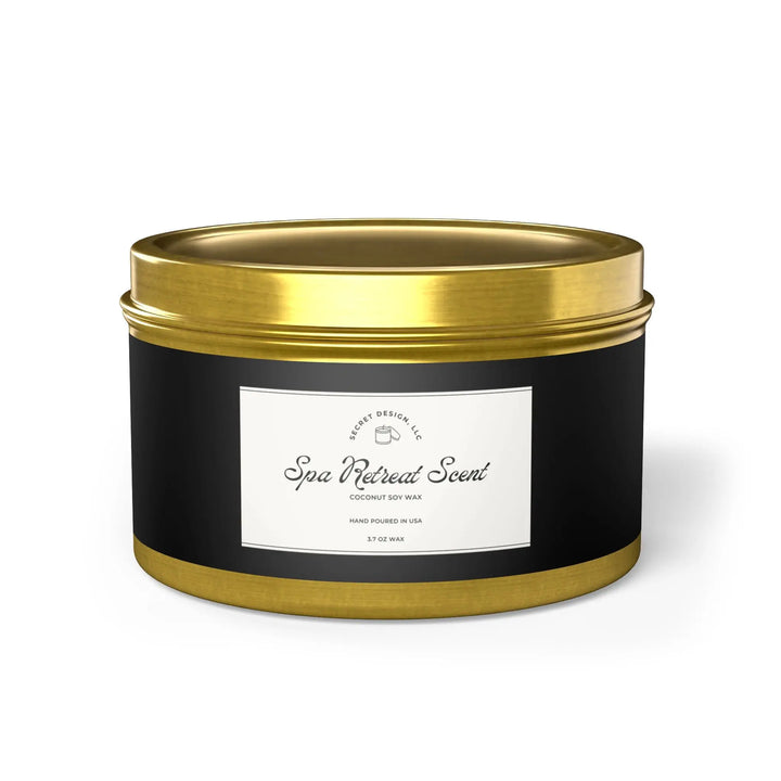 Soy Candle Spa Retreat Scented Elegant Tin - Secret Design, LLC Printify