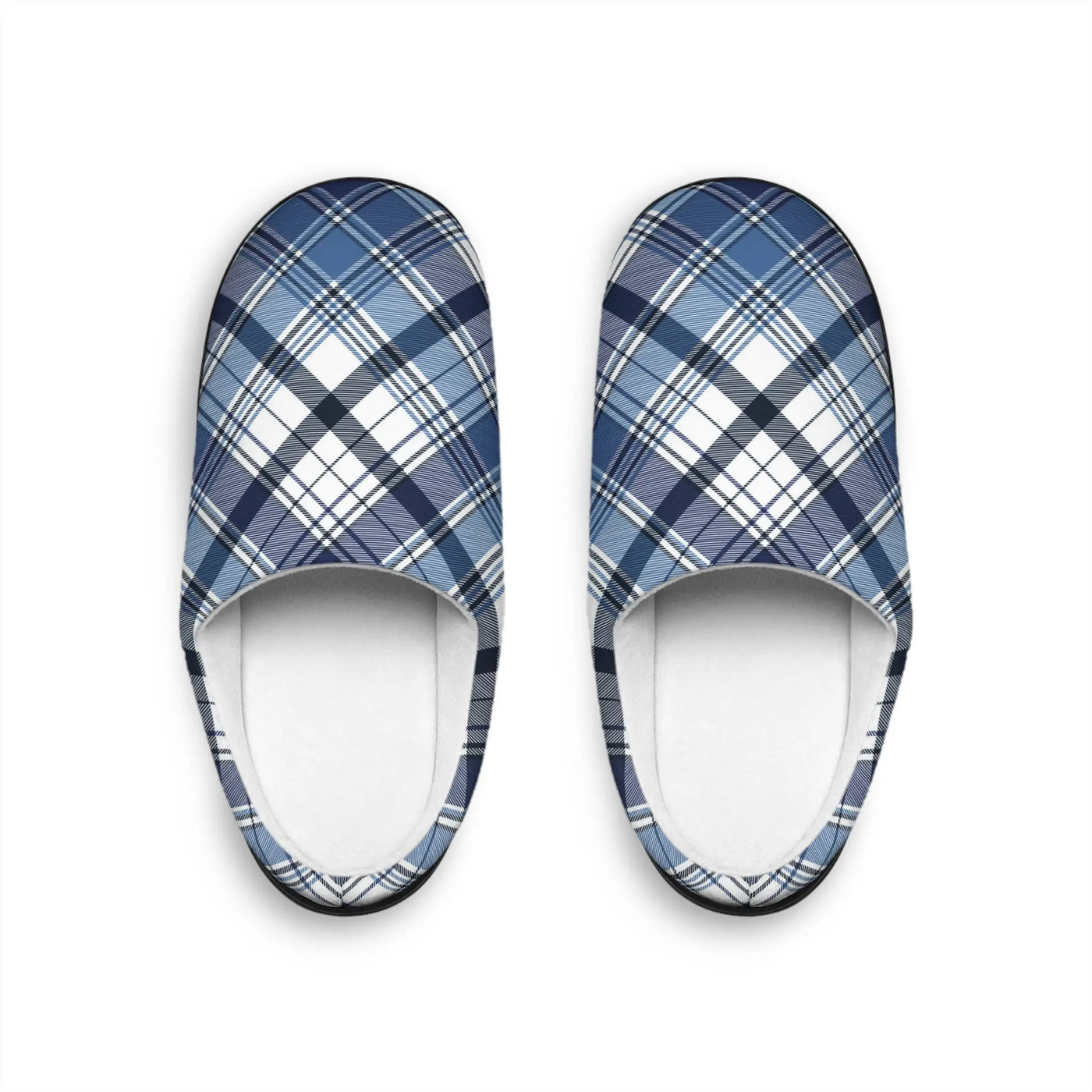 Slippers Blue Plaid Men's Indoor Slippers Printify