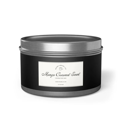 Soy Candle Mango Coconut Scented Elegant Tin - Secret Design, LLC Printify