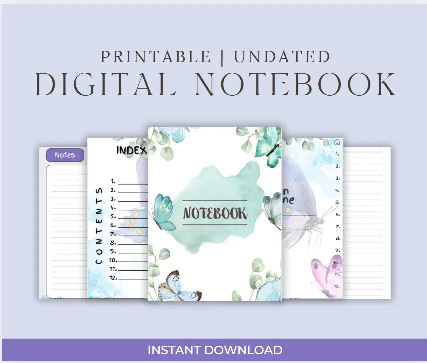 Digital Notebook Pastel Butterflies Printful