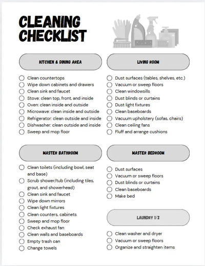 Digital/Printable Cleaning Checklist Secret Design, LLC