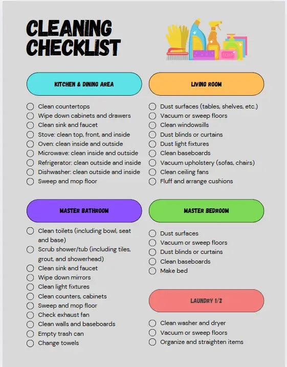 Digital/Printable Cleaning Checklist Secret Design, LLC