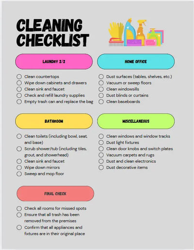Digital/Printable Cleaning Checklist Secret Design, LLC