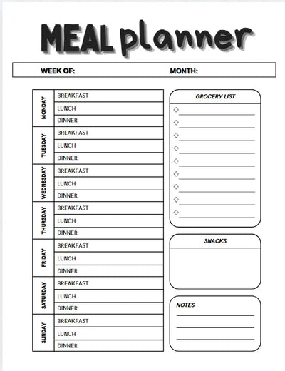 Digital/Printable Meal Planner Secret Design, LLC