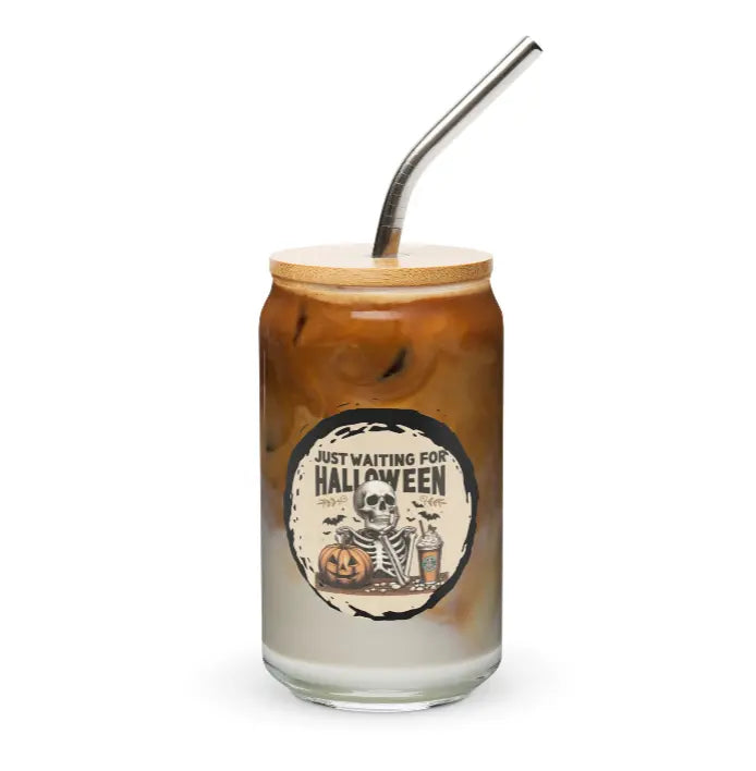 Halloween Can-shaped glass Waiting on Halloween Printful