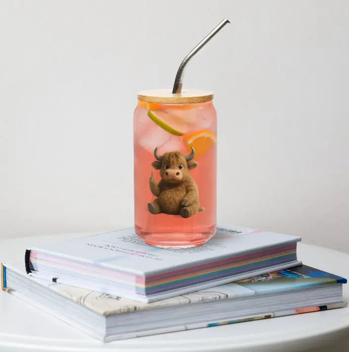 Can-shaped glass Highland Cow Printful