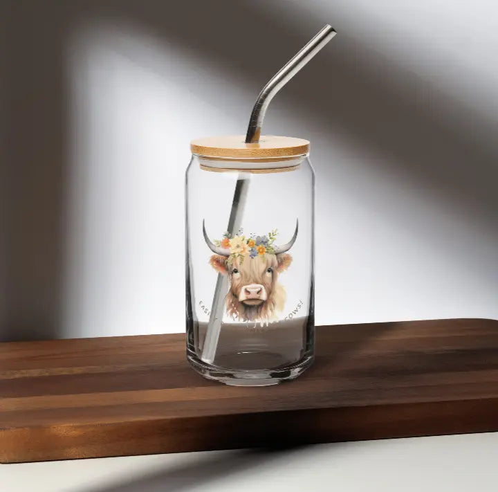 Can-shaped glass Highland Cow Printful