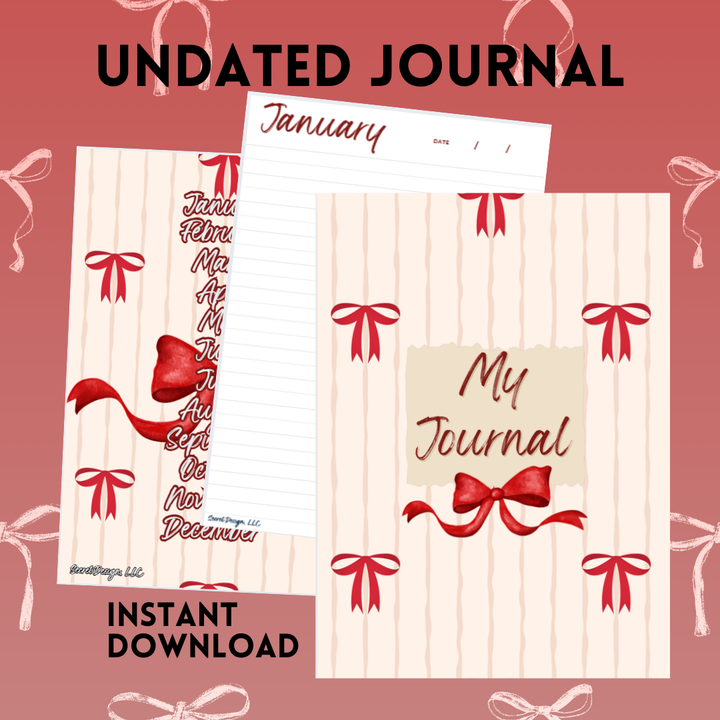 Striped Red Bow Journal | Reflection, Planning & Self Care - Secret Design, LLC