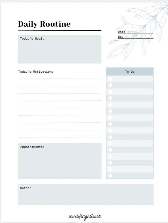 Daily Wellness Planner – Digital Health & Habit Tracker Secret Design, LLC