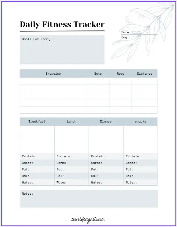 Daily Wellness Planner – Digital Health & Habit Tracker Secret Design, LLC