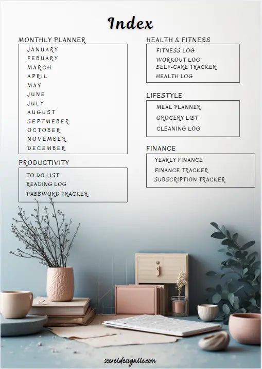 Undated Digital Life Planner – Instant Download Secret Design, LLC