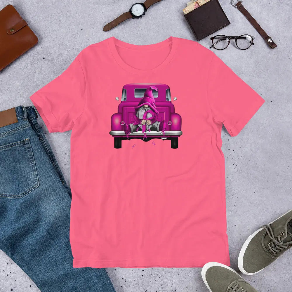 Unisex t-shirt Gnome Pink Ribbon - Secret Design, LLC