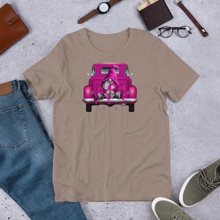 Unisex t-shirt Gnome Pink Ribbon - Secret Design, LLC