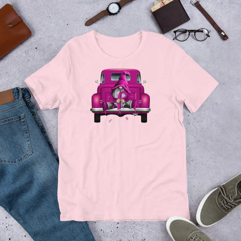 Unisex t-shirt Gnome Pink Ribbon - Secret Design, LLC