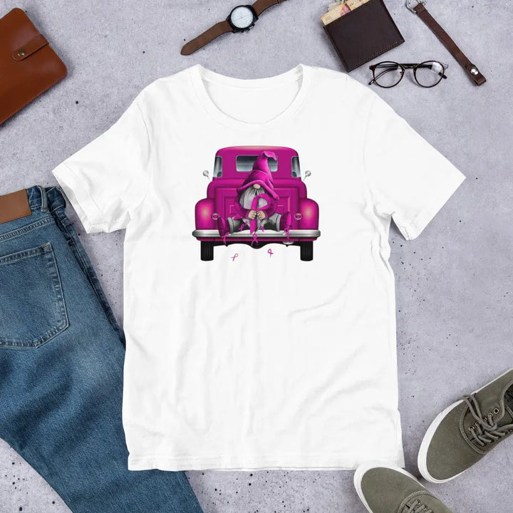 Unisex t-shirt Gnome Pink Ribbon - Secret Design, LLC
