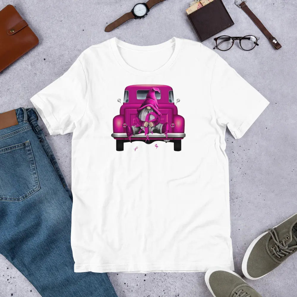 Unisex t-shirt Gnome Pink Ribbon - Secret Design, LLC